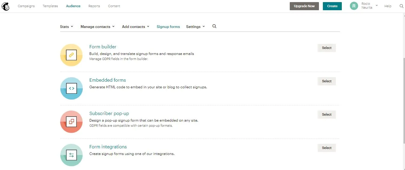 Marketing automatización gratis para Psicólogos 9 mailchimp3 | Neurita