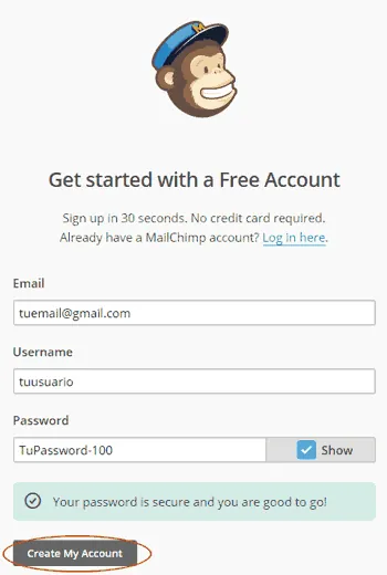 Marketing automatización gratis para Psicólogos 8 registro mailchimp | Neurita